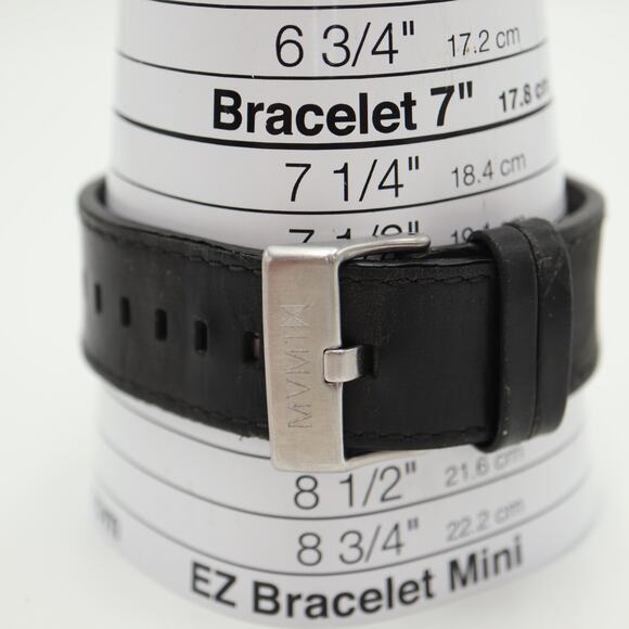 MVMT Classic Mens Dress Watch 45mm Date Dial Black Leather w New Battery - Picture 4 of 14